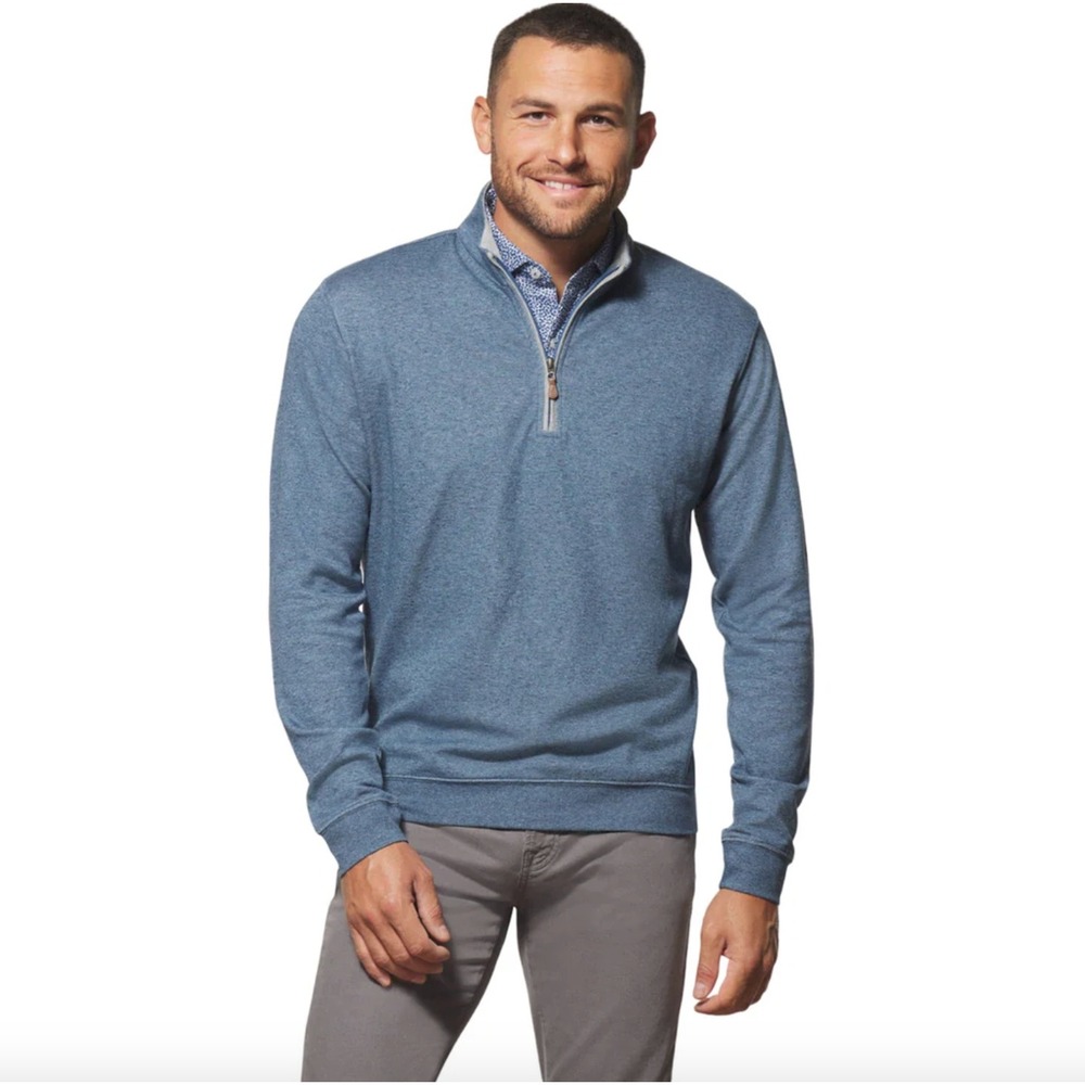 Johnnie-O Men's Helios Heather Navy Blue Sully 1/4 Zip Pullover Small